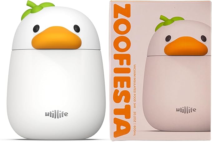 Zoofiesta Insulated Stainless Steel Food Container 20.2oz – Leakproof & Portable –Keeps Food Hot or Cold for Hours – Perfect for Work & Travel(Duck)