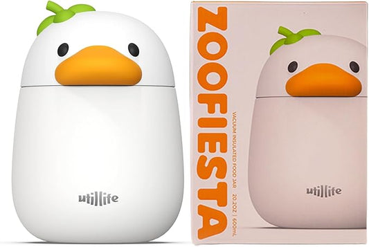 Zoofiesta Insulated Stainless Steel Food Container 20.2oz – Leakproof & Portable –Keeps Food Hot or Cold for Hours – Perfect for Work & Travel(Duck)