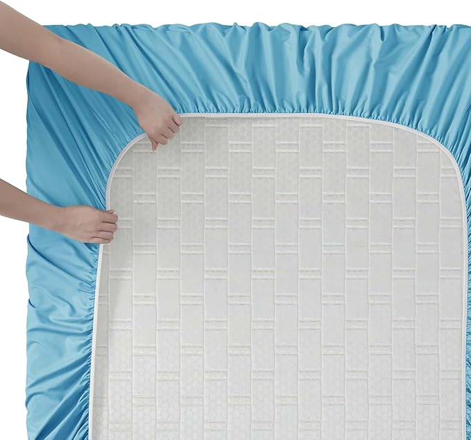 Clara Clark King Sheets, 6 Piece Set - Hotel Luxury Sheets for King Size Bed, Super Soft Bedding Set, King Size, Beach Blue