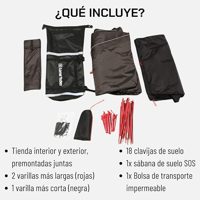 MotoTent Motorcycle Tent - Fully Waterproof 2 Person Tunnel Shelter with Bike Garage - Easy Setup Ultralight Dome for Touring & Hiking - Includes Carry Bag, Groundsheet and Pegs