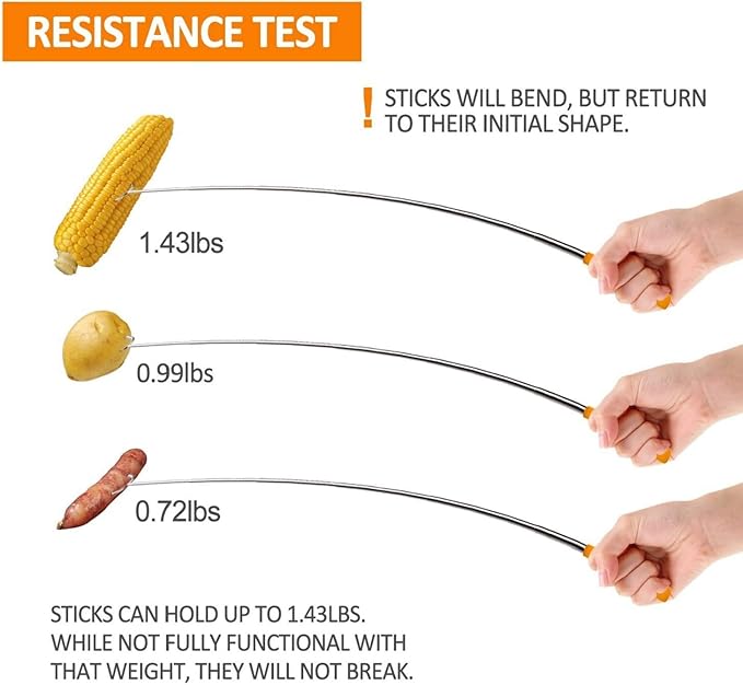 BBQStyle Marshmallow Roasting Sticks, Set of 8 Pack Premium 45'' Extendable Rotating Telescoping Forks for Hot Dog & Smores, Special Safe and Healthy Cookware for Campfire, Camping & Bonfire