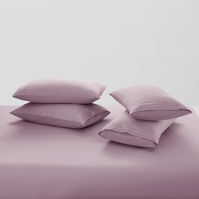 Clara Clark Twin XL Sheets - Hotel Luxury 5 Piece Bed Sheets for Twin XL Size Bed - Soft Bedding Sheets & Pillowcases, Fits Mattress up to 16 inch deep. Twin XL, Dusty Purple
