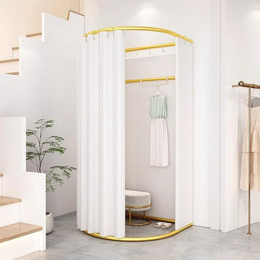 Clothing Store Fitting Room with Shading Curtain, Portable Temporary Mobile Privacy Protection Dressing Room, Foldable Mall Simple Changing Room and Temporary Mobile Room, 200x100x95cm(White)