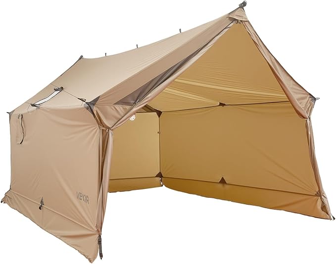 VEVOR Hot Tent, Camping Tipi Hot Tents with Stove Jack, Portable Winter Camping Tents with Snow Skirt, Easy Setup, Waterproof 4 Season Shelter Tents for Fishing Backpacking