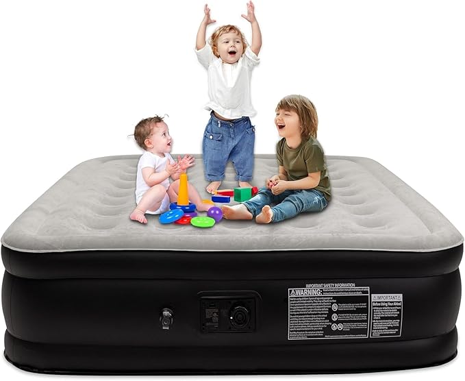 Air Mattress Queen with Built in Pump, Max 660 lbs Weight Capacity - 16" Foldable Portable Inflatable Mattress for Guests, Home, and Camping