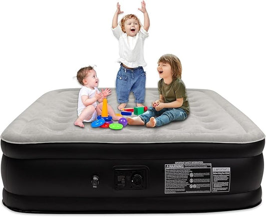 Air Mattress Queen with Built in Pump, Max 660 lbs Weight Capacity - 16" Foldable Portable Inflatable Mattress for Guests, Home, and Camping