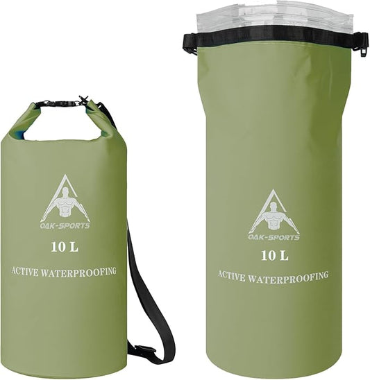 Oak-Sports Dry Bag Waterproof Backpack 5L/10L/20L, Roll Top Lightweight Beach Bag with Double Zipper Seal for Swimming, Kayaking, Hiking, Boating, Adjustable Shoulder Strap