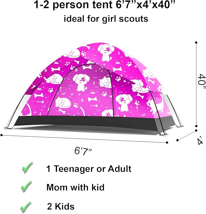 KidzAdventure 2 in 1 Kids Tent for Camping/Kids Play Tent| Backpacking Tent for Kids |Easy Set Up Camping Tent