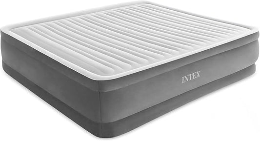 Intex 18" Inflatable King Air Mattress, Elevated Premium Comfort with Built-in Pump, Self-Inflating Portable Blow-Up Airbed for Guest Bed or Camping