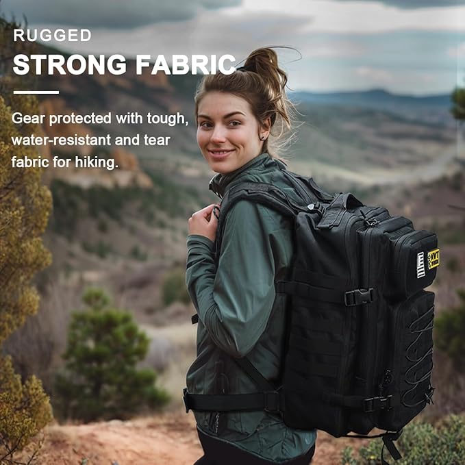 Military Tactical Backpack,Sturdy Work & Molle Laptops Rucksack,Army Pack for Hiking Camping Travel Fishing Gym,Khaki