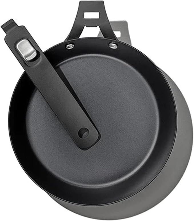 OXO Outdoor Pre-Seasoned Carbon Steel 8" Frying Pan Skillet, Detachable Handle for Easy Storage, Indoor Use, Nonstick with Use, Induction Suitable, Oven & Broiler Safe,Browning, Grill,Sear,Saute,Black
