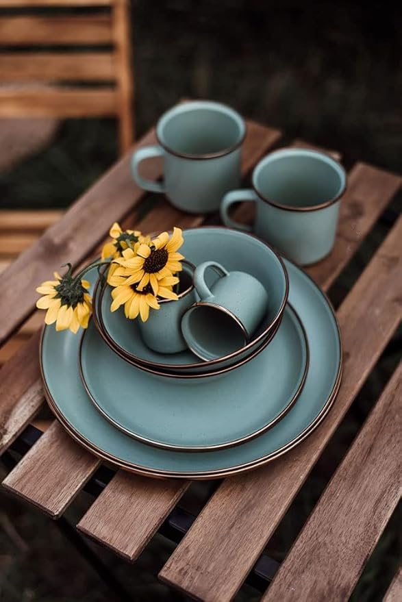 Barebones 5-Ounce Enamel Espresso Cup Set of 2 - Small Coffee Mug and Tea Cup - Stainless Steel Rim Camping Mug for Indoor and Outdoor Use (Mint)