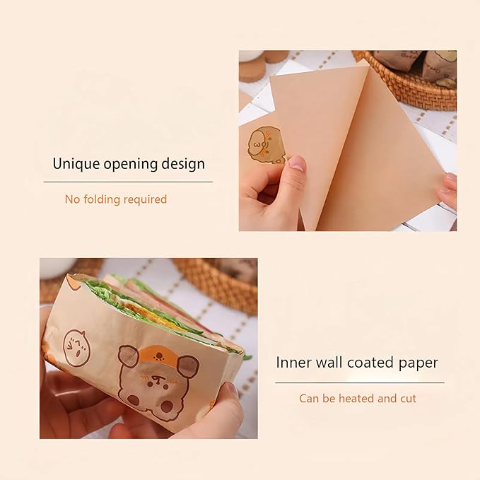 100 PCS 7x7 Inch Grease Proof Paper Bags, Double Open End Sandwich Bags for Pretzels, Burgers, Cookies | Bulk Snack Bags for Concession Stands, Birthday Parties, Wedding Favors (Newspaper pattern)