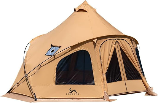 Canvas Bell Tent with Stove Jack 4 Person Tent Large Luxury 4 Season Yurt for Family Camping Glamping Party