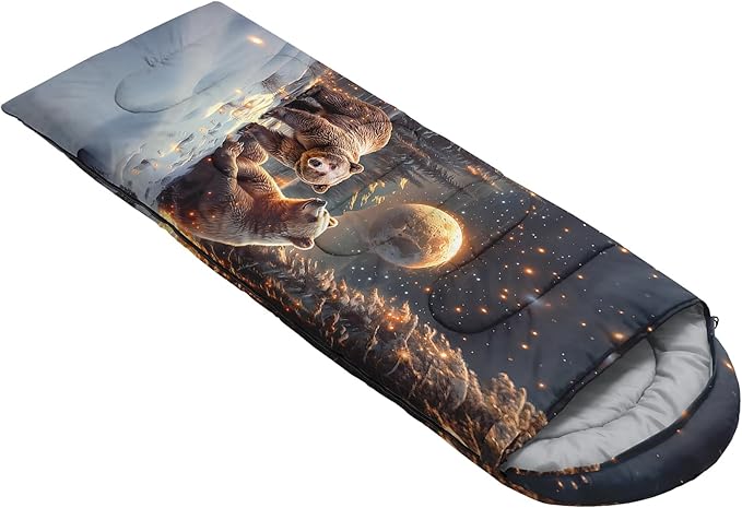 AILONEN Girls Pink Camping Sleeping Bags,Lightweight & Waterproof,3 Season Warm & Cool Weather,Cute Bow Duck Print Sleeping Bags for Kids,Girls,Adults Travelling,Outdoors