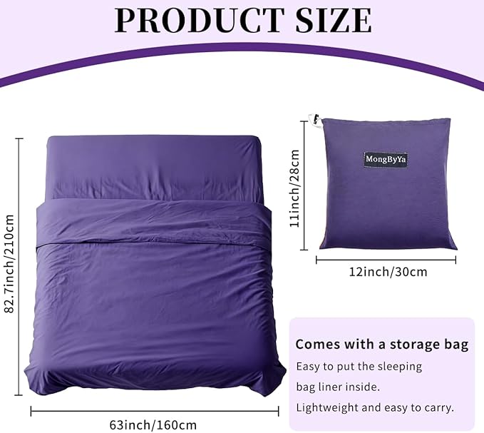 Sleeping Bag Liner Lightweight Compact Sleeping Bag Sack Portable Clean Travel Sheet Camping Sleep Sheet for Backpacking Hotel Hiking