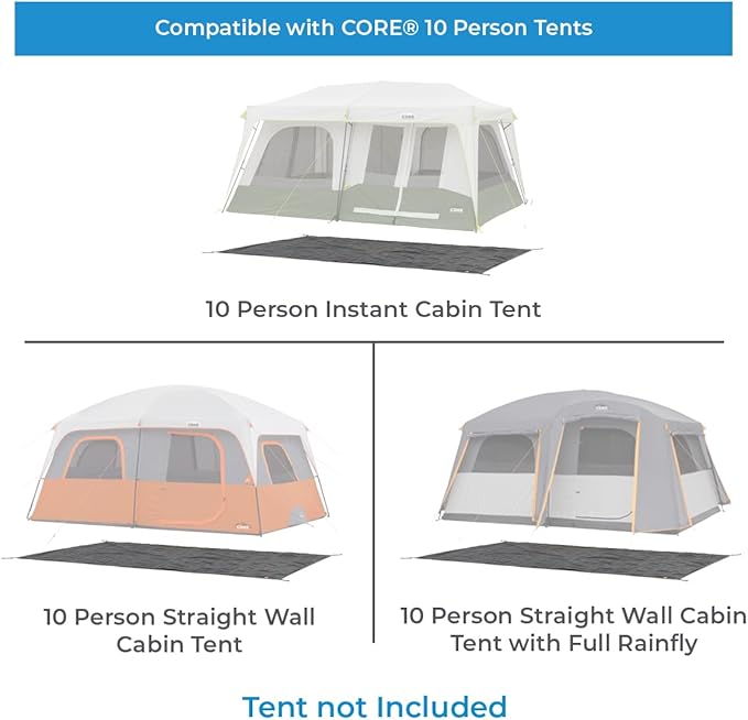 CORE Outdoor Tent Footprints | Perfect Tarp Camping Accessories for Easy Camp Setup (10 Person Tents) (Pack of 5)