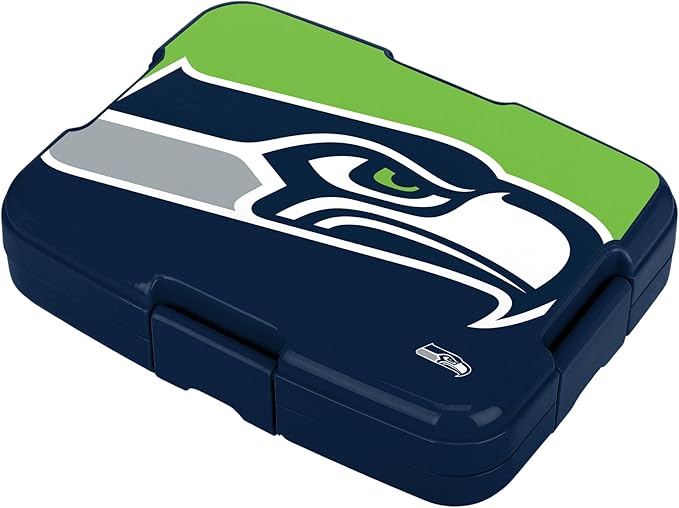 FOCO NFL Unisex-Adult Officially Licensed 2-Tone Big Logo Team Color Football Leak Proof 5 Compartment Bento Lunch Box - Seattle Seahawks