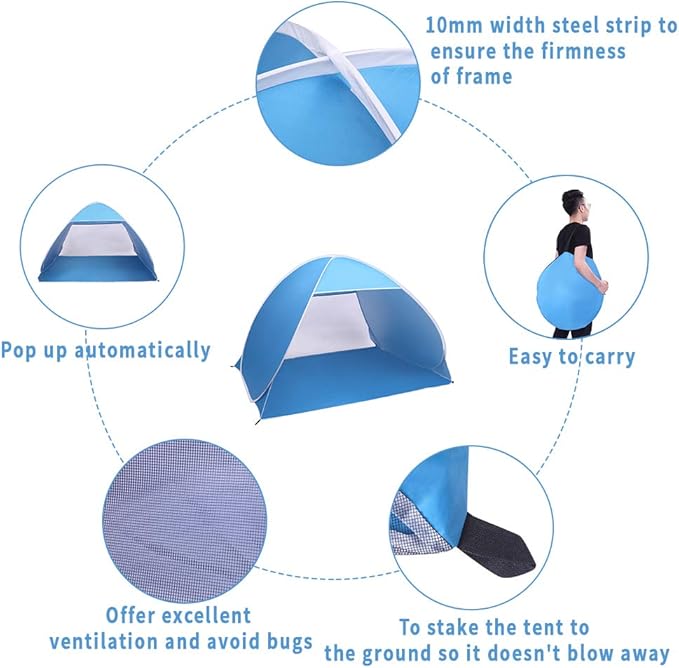 Large Camping Instant Tents,Automatic Waterproof Family Camping Tent,Easy Setup Camping Tents,Lightweight Backpacking Tent,for Outdoor Beach Hunting Hiking Travel