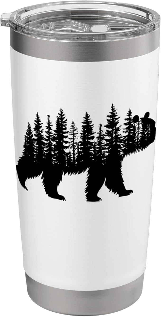 Forest Trees Wildlife Animal Retro Outdoor Nature bear Lover Stainless Steel Insulated Tumbler