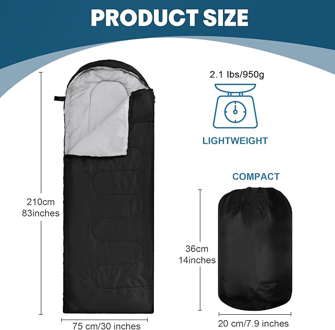 VitalCozy 24 Pcs Sleeping Bags for Adults Bulk Lightweight Waterproof Backpacking Camping Sleeping Bag with Compression Sack, Portable Compact for Winter Hiking Outdoor Camping Essential