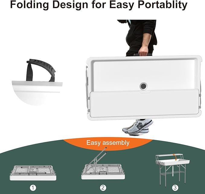 4 Foot Led Ice Cooler Table, Two-Tier Outdoor Cooler Table with Removable Matching Skirt LED Light Strip Drain Plug and Shelf, Plastic Chill Tables to Keep Drinks Cool for Party, Camping, Picnic