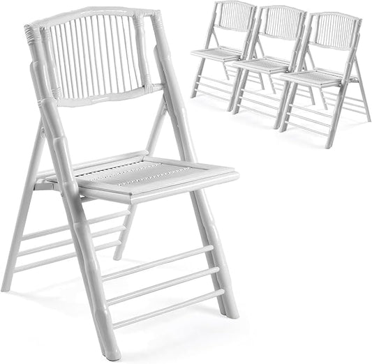 Bonnlo Bamboo Folding Chairs 1/2/4 Pack Foldable Dining Wood Chairs for Outdoor Indoor Garden Patio Lawn Porch Wedding Party Event,White