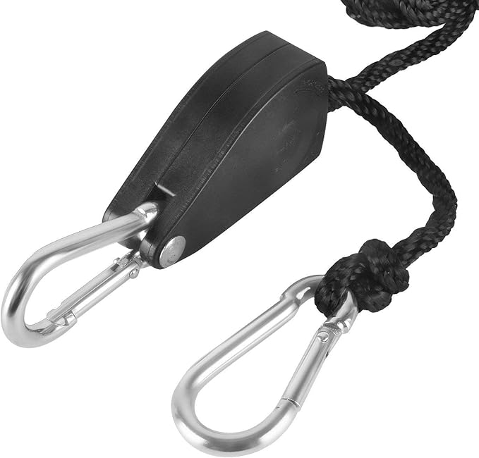 iPower GLROPEMG4X4 4-Pair 1/4 Inch 8-Feet Long Heavy Adjustable Duty Rope Clip Hanger Reinforced Metal, Black