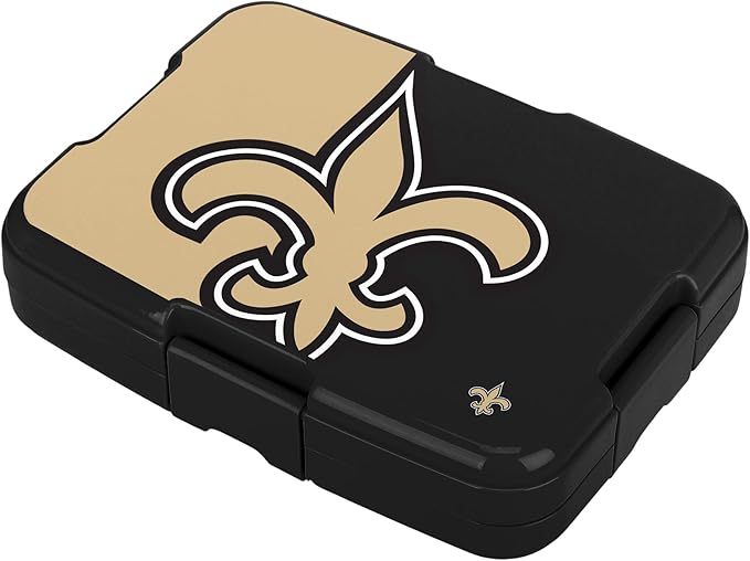 FOCO NFL Unisex-Adult Officially Licensed 2-Tone Big Logo Team Color Football Leak Proof 5 Compartment Bento Lunch Box - New Orleans Saints