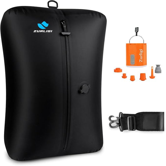 Zurligi Travel Vacuum Bags with Shoulder Strap & Mini Pump – IPX8 Waterproof Vacuum Seal Reusable 39L Carry-On Compression Bags for Clothes, Suitcase & Luggage(1-Pack, Black)