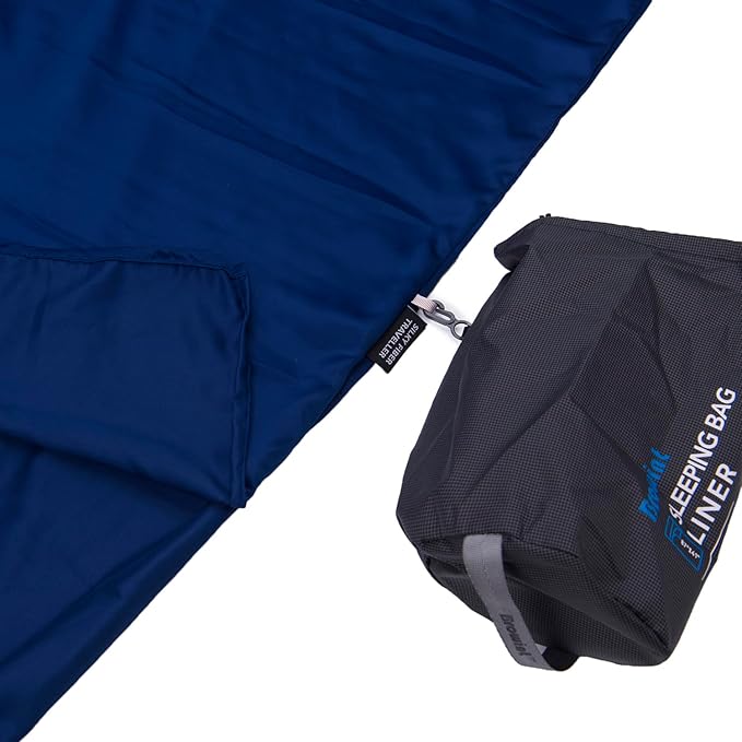 Browint Premium Silky Sleeping Bag Liner with Two-Way Zippers, 87"x41" Extra Wide Adult Sleep Sack for Hotel, Breathable Lightweight Travel Sheet, Multifunctional Bed Sheet for Camping, All Seasons