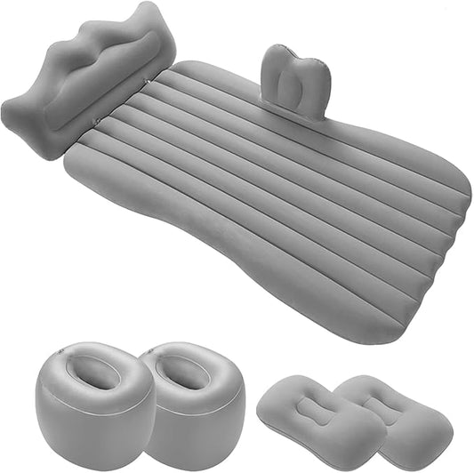Ergocar Inflatable Mattress Camping Thickened Portable Travel Camping Flocking Bed Double-Layer Inflatable Valve Suitable for Suvs, Rear Seats, Automobiles