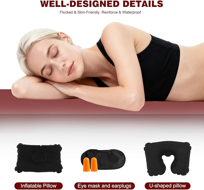 King Size Camping Air Mattress Bed with Air Pump,80"x 72"Thickened Portable Blow Up Inflatable Air Mattress,Travel Sleeping Bed Pad for Camping Home Hiking