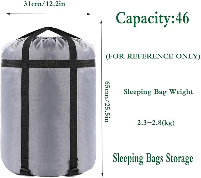 Compression Stuff Sack, 24L/36L/46L Sleeping Bags Storage Stuff Sack Organizer Waterproof Camping Hiking Backpacking Bag for Travel - Great Sleeping Bags Clothes Camping