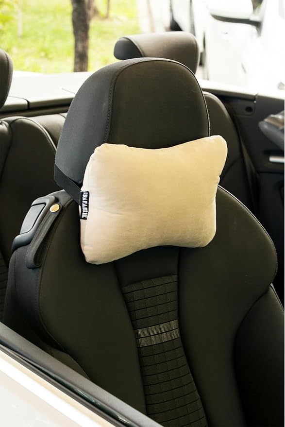 Wear Sierra Car Neck Pillow for Driving Comfort - Soft Microfiber Headrest Cushion with Elastic Strap for Pain Relief and Neck Support - Universal Travel Pillow for Car Seat or SUV