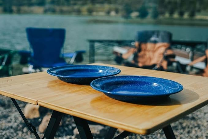 MOUNTAIN SUMMIT GEAR Foldable Bamboo Patio Table for Indoor/Outdoor Use (Made by Caddis Sports)
