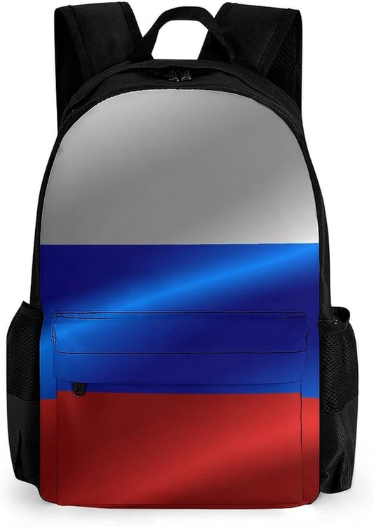 Men Women Lightweight Flag Of Russia Backpack Large Capacity Bookbag With Smooth Zippers for Gym Business Running