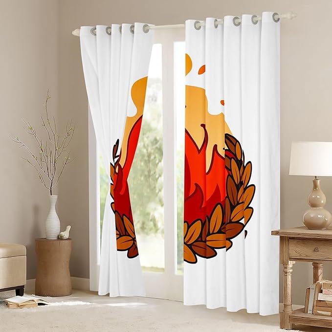 Erosebridal Camper Blackout Curtains for Bedroom Living Room Happy Camping Window Curtains 2 Panels 52" Wx63 L Adventure Campfire Drapes,Rustic Farmhouse Window Treatments