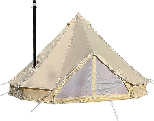 UNISTRENGH Luxury 4 Season Waterproof Cotton Canvas Bell Tent Large Glamping Tent Yurt Teepee with Roof Stove Jack Hole for Camping Hiking Christmas