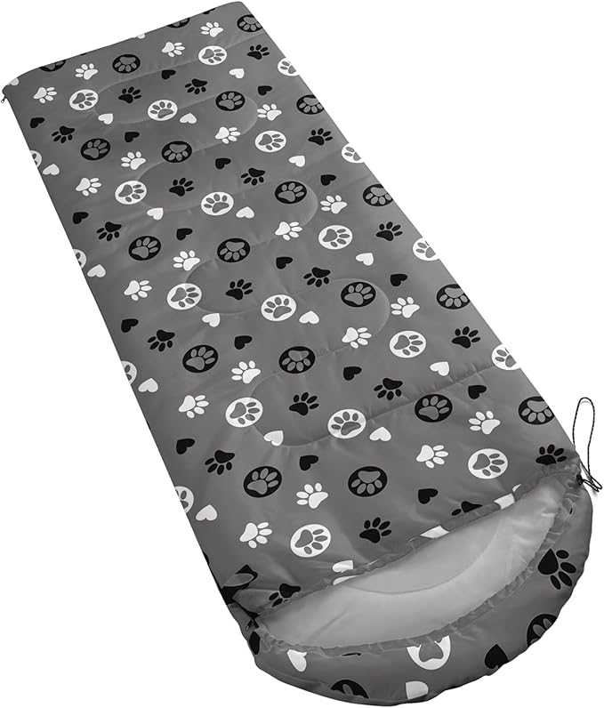 AILONEN Kawaii Puppy Sleeping Bag for Kids Boys Girls,Warm and Cool Weather,Lightweight,Waterproof Backpacking,Cartoon Cute Dog & Duck Animal Themed Blue Sleeping Bag for Camping