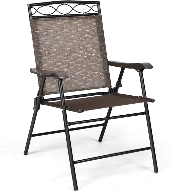 HAPPYGRILL 4-Piece Folding Chairs Outdoor Portable Dining Chair with Armrest for Camping Backyard
