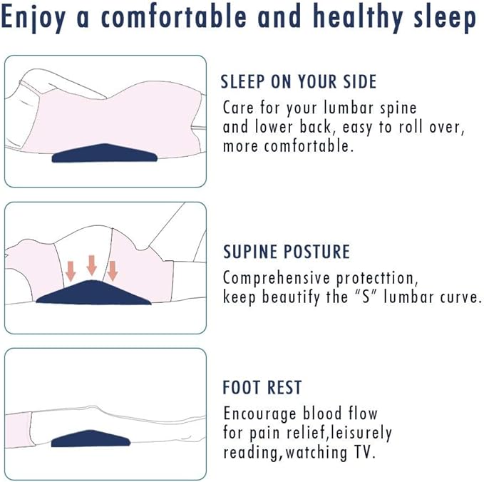 Soft Memory Foam Sleeping Pillow for Lower Back Pain,Multifunctional Lumbar Support Cushion for Hip,Sciatica and Joint Pain Relief,Orthopedic Side Sleeper Bed Pillow