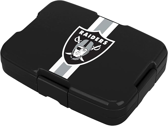 FOCO NFL Unisex-Adult Officially Licensed Team Color Stripe Primary Logo Football Leak Proof 5 Compartment Bento Lunch Box - Las Vegas Raiders