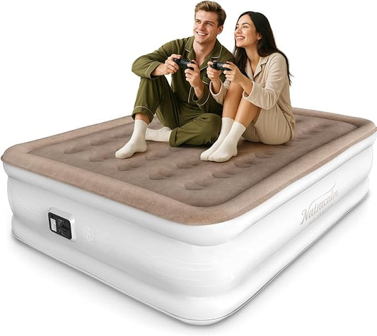 Air Mattress Queen with Built in Pump, Portable Inflatable Blow up Mattress Queen Size, Upgraded Air Bed for Home, Guest, Camping, Colchones Inflables, 650 lbs