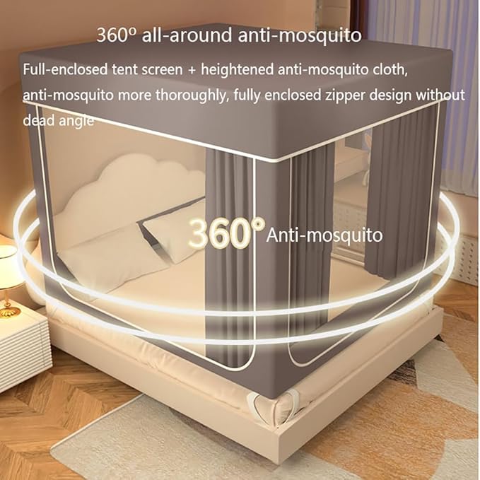 Mosquito Net for Bed 2024 Summer Blackout Dustproof Household Bed Curtain, Portable Encrypted Anti-fall Bed Canopy, Ideal for Bedroom Decorative(Sky blue,70.9x78.7in)