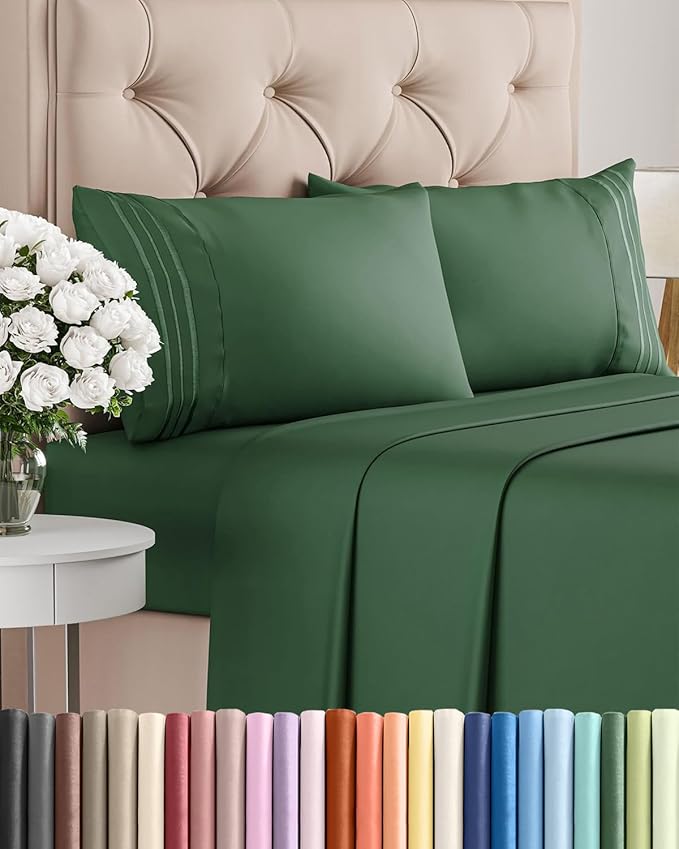 Full Size 4 Piece Sheet Set - Comfy Breathable & Cooling Bed Sheets Set - Hotel Luxury Bedding for Women, Men, Kids, Teens, Boys & Girls - Deep Pockets, Soft, Wrinkle Free - Oeko-Tex - Emerald Green