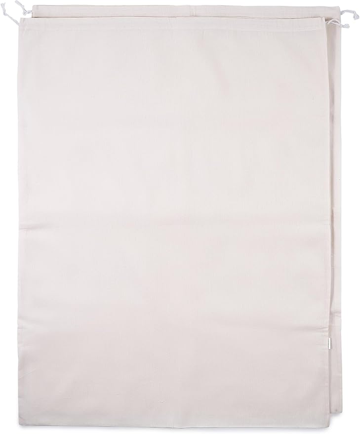 2-Pack Extra Large Reusable Cotton Muslin Storage Bags with Drawstrings – Heavy-Duty Laundry Bags, Multi-Use for Bulk Food, Vegetables, Fruits, Snacks, and More – 28x36 Inches (White)