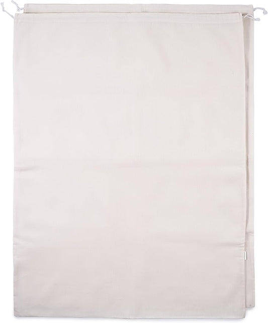 2-Pack Extra Large Reusable Cotton Muslin Storage Bags with Drawstrings – Heavy-Duty Laundry Bags, Multi-Use for Bulk Food, Vegetables, Fruits, Snacks, and More – 28x36 Inches (White)