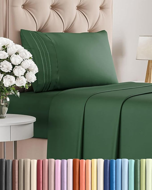 Twin XL Size 3 Piece Sheet Set - Comfy Breathable & Cooling Bed Sheets Set - Hotel Luxury Bedding for Women, Men, Kids, Teens, Boys & Girls - Deep Pockets and Wrinkle Free - Oeko-Tex - Emerald Green