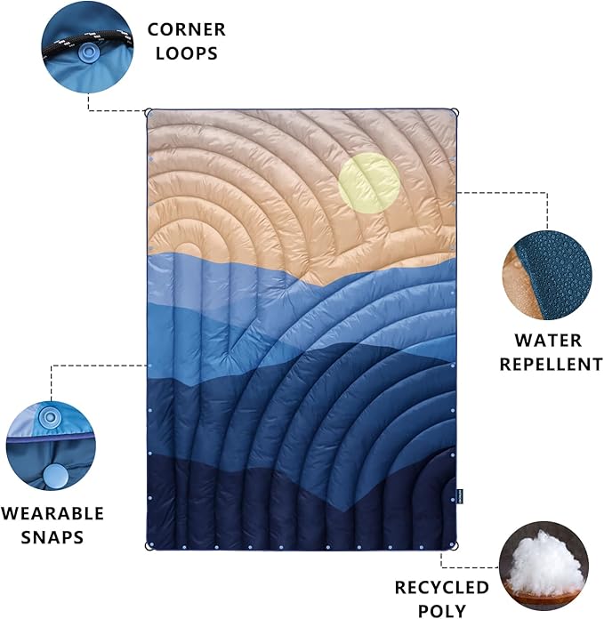 Camping Blanket,Puffy Printed Camping Blanket Lightweight Packable Outdoor Blanket for Camping,Traveling, Stadium, Hiking, Picnics